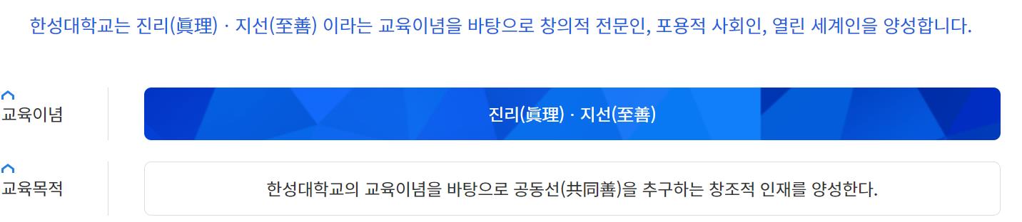 한성대학교의 교육이념과 교육목적